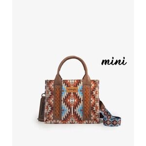 NEW Wrangler Southwestern Aztec Print Mini Tote Crossbody Bag Western Coffee